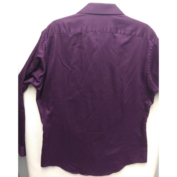 MENS GEOFFREY BEENE LONG SLEEVE DRESS SHIRT, SIZE 16.5, 34/35 EGGPLANT COLOR - Picture 8 of 9